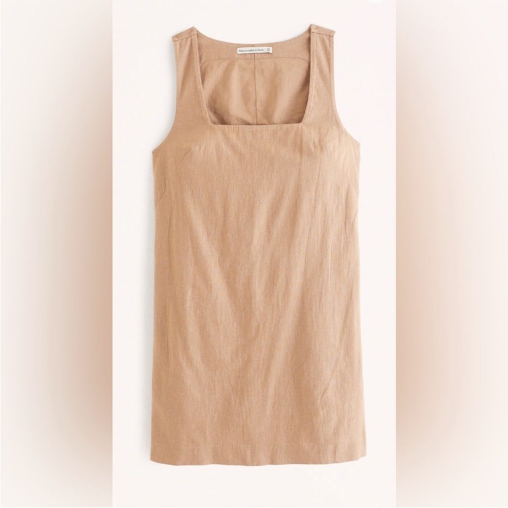 Abercrombie & Fitch Tan Sleeveless Square-Neck Mini Dress